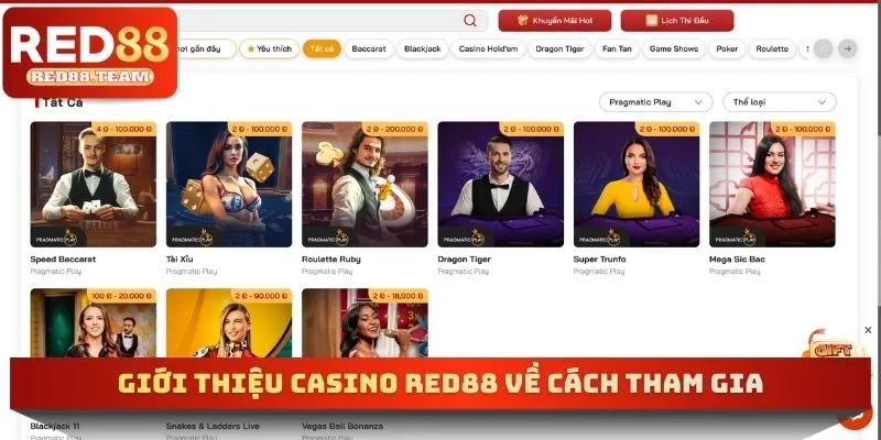 Giới thiệu Casino RED88 về cách tham gia